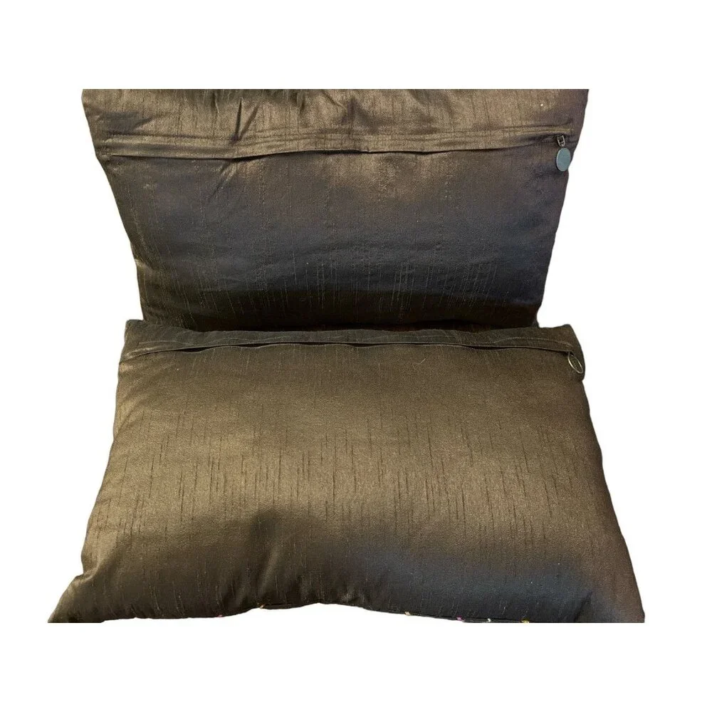 Pier 1 One Embroidered Style BOHO Rectangular Lumbar Throw 2 Zippered Pillows